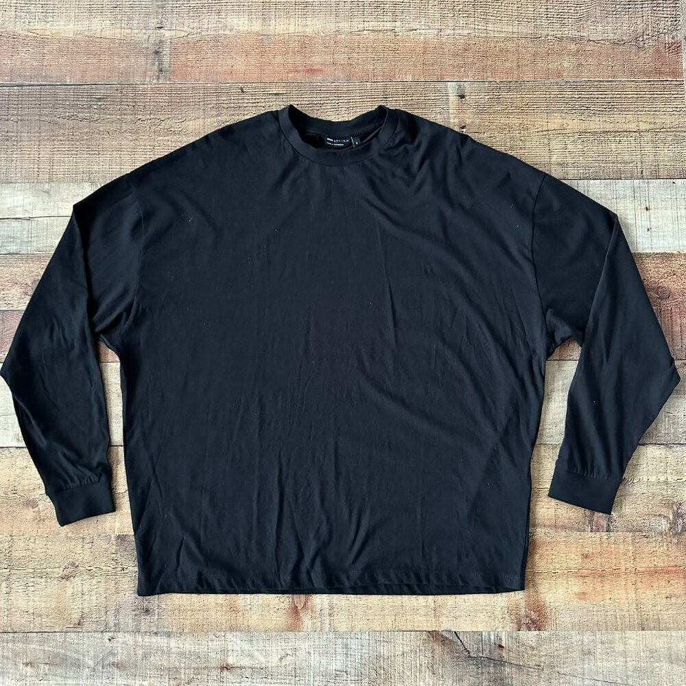 ASOS mens long sleeve crewneck t-shirt in black -M